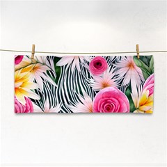 Classy And Chic Watercolor Flowers Hand Towel by GardenOfOphir