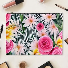 Classy And Chic Watercolor Flowers Cosmetic Bag (xl) by GardenOfOphir