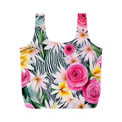 Classy And Chic Watercolor Flowers Full Print Recycle Bag (m) by GardenOfOphir