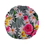 Classy And Chic Watercolor Flowers Standard 15  Premium Flano Round Cushions Front