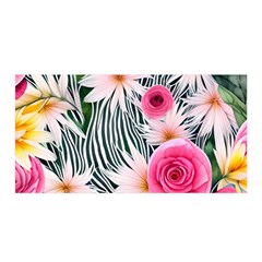 Classy And Chic Watercolor Flowers Satin Wrap 35  X 70  by GardenOfOphir