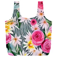 Classy And Chic Watercolor Flowers Full Print Recycle Bag (xxl) by GardenOfOphir