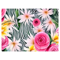 Classy And Chic Watercolor Flowers One Side Premium Plush Fleece Blanket (extra Small)