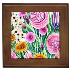 Cheerful And Captivating Watercolor Flowers Framed Tile by GardenOfOphir