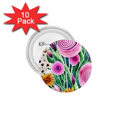 Cheerful And Captivating Watercolor Flowers 1 75  Buttons (10 Pack) by GardenOfOphir