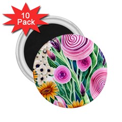 Cheerful And Captivating Watercolor Flowers 2 25  Magnets (10 Pack)  by GardenOfOphir