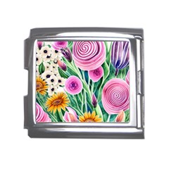 Cheerful And Captivating Watercolor Flowers Mega Link Italian Charm (18mm)