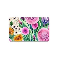 Cheerful And Captivating Watercolor Flowers Magnet (Name Card)