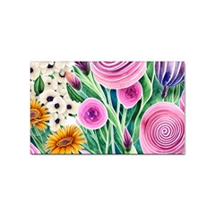 Cheerful And Captivating Watercolor Flowers Sticker Rectangular (10 pack)