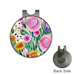 Cheerful And Captivating Watercolor Flowers Hat Clips with Golf Markers