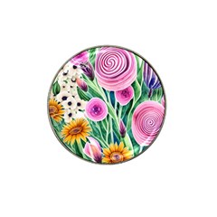 Cheerful And Captivating Watercolor Flowers Hat Clip Ball Marker