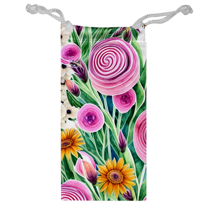 Cheerful And Captivating Watercolor Flowers Jewelry Bag