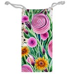 Cheerful And Captivating Watercolor Flowers Jewelry Bag Back