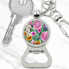 Cheerful And Captivating Watercolor Flowers Bottle Opener Key Chain by GardenOfOphir