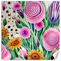 Cheerful And Captivating Watercolor Flowers Canvas 12  x 12 