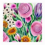 Cheerful And Captivating Watercolor Flowers Medium Glasses Cloth Front