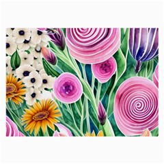 Cheerful And Captivating Watercolor Flowers Large Glasses Cloth