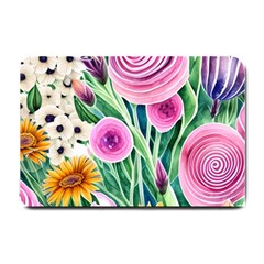 Cheerful And Captivating Watercolor Flowers Small Doormat