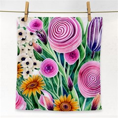 Cheerful And Captivating Watercolor Flowers Face Towel