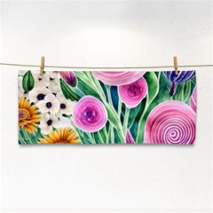 Cheerful And Captivating Watercolor Flowers Hand Towel