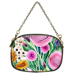 Cheerful And Captivating Watercolor Flowers Chain Purse (one Side) by GardenOfOphir