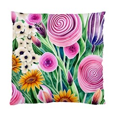 Cheerful And Captivating Watercolor Flowers Standard Cushion Case (two Sides) by GardenOfOphir