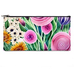 Cheerful And Captivating Watercolor Flowers Pencil Case by GardenOfOphir