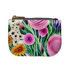 Cheerful And Captivating Watercolor Flowers Mini Coin Purse