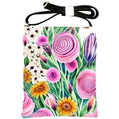 Cheerful And Captivating Watercolor Flowers Shoulder Sling Bag