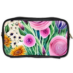 Cheerful And Captivating Watercolor Flowers Toiletries Bag (One Side)