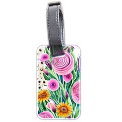 Cheerful And Captivating Watercolor Flowers Luggage Tag (two sides)