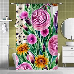 Cheerful And Captivating Watercolor Flowers Shower Curtain 48  x 72  (Small) 