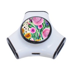 Cheerful And Captivating Watercolor Flowers 3-Port USB Hub