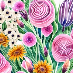 Cheerful And Captivating Watercolor Flowers Play Mat (square)