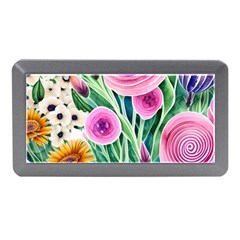 Cheerful And Captivating Watercolor Flowers Memory Card Reader (Mini)