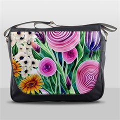 Cheerful And Captivating Watercolor Flowers Messenger Bag