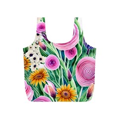 Cheerful And Captivating Watercolor Flowers Full Print Recycle Bag (s) by GardenOfOphir