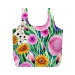 Cheerful And Captivating Watercolor Flowers Full Print Recycle Bag (M) Front