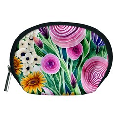 Cheerful And Captivating Watercolor Flowers Accessory Pouch (medium)