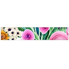 Cheerful And Captivating Watercolor Flowers Large Premium Plush Fleece Scarf 