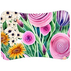 Cheerful And Captivating Watercolor Flowers Velour Seat Head Rest Cushion