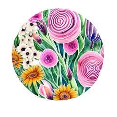 Cheerful And Captivating Watercolor Flowers Mini Round Pill Box by GardenOfOphir