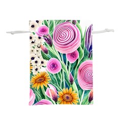 Cheerful And Captivating Watercolor Flowers Lightweight Drawstring Pouch (s) by GardenOfOphir