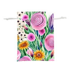 Cheerful And Captivating Watercolor Flowers Lightweight Drawstring Pouch (L)