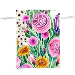 Cheerful And Captivating Watercolor Flowers Lightweight Drawstring Pouch (XL)