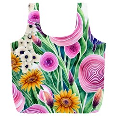 Cheerful And Captivating Watercolor Flowers Full Print Recycle Bag (XXXL)