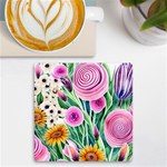 Cheerful And Captivating Watercolor Flowers UV Print Square Tile Coaster  Front