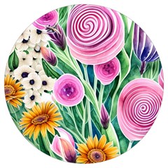 Cheerful And Captivating Watercolor Flowers Round Trivet