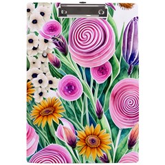 Cheerful And Captivating Watercolor Flowers A4 Acrylic Clipboard