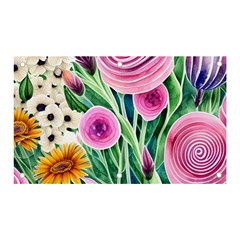 Cheerful And Captivating Watercolor Flowers Banner And Sign 5  X 3  by GardenOfOphir